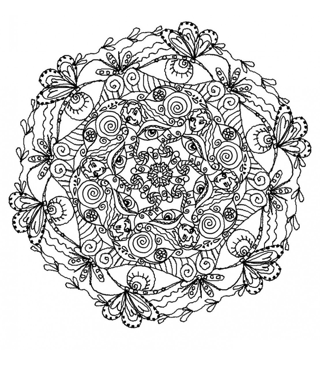 Mandalas sur le thème des Fleurs et végétation : Mandala naturel et élégant